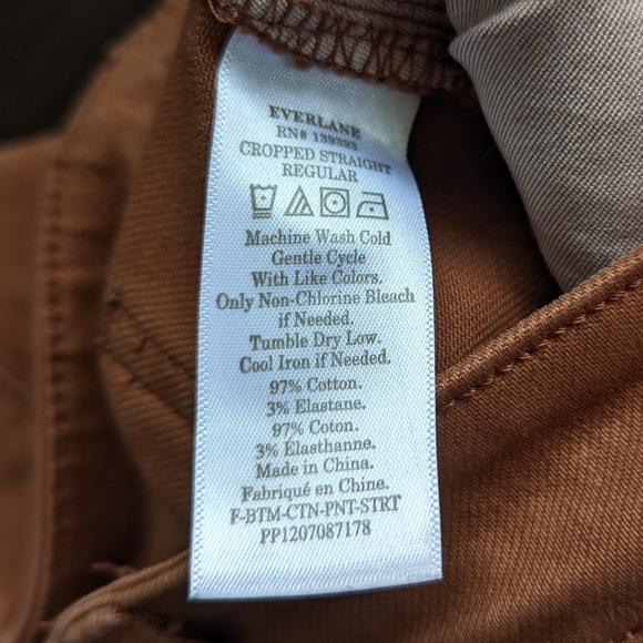 Everlane Straight Leg Crop Utility Pants Burnt Orange Cognac Size 10 - Picture 5 of 7